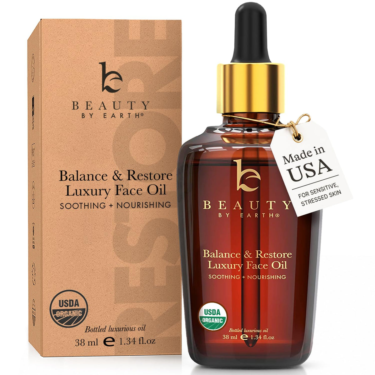 Beauty by Earth front packaging showing bottle and benefits