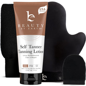 Beauty by Earth front packaging showing kit and benefits for easy tanning