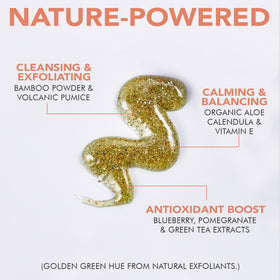 Beauty by Earth on bathroom sink staged for daily cleansing routine benefits