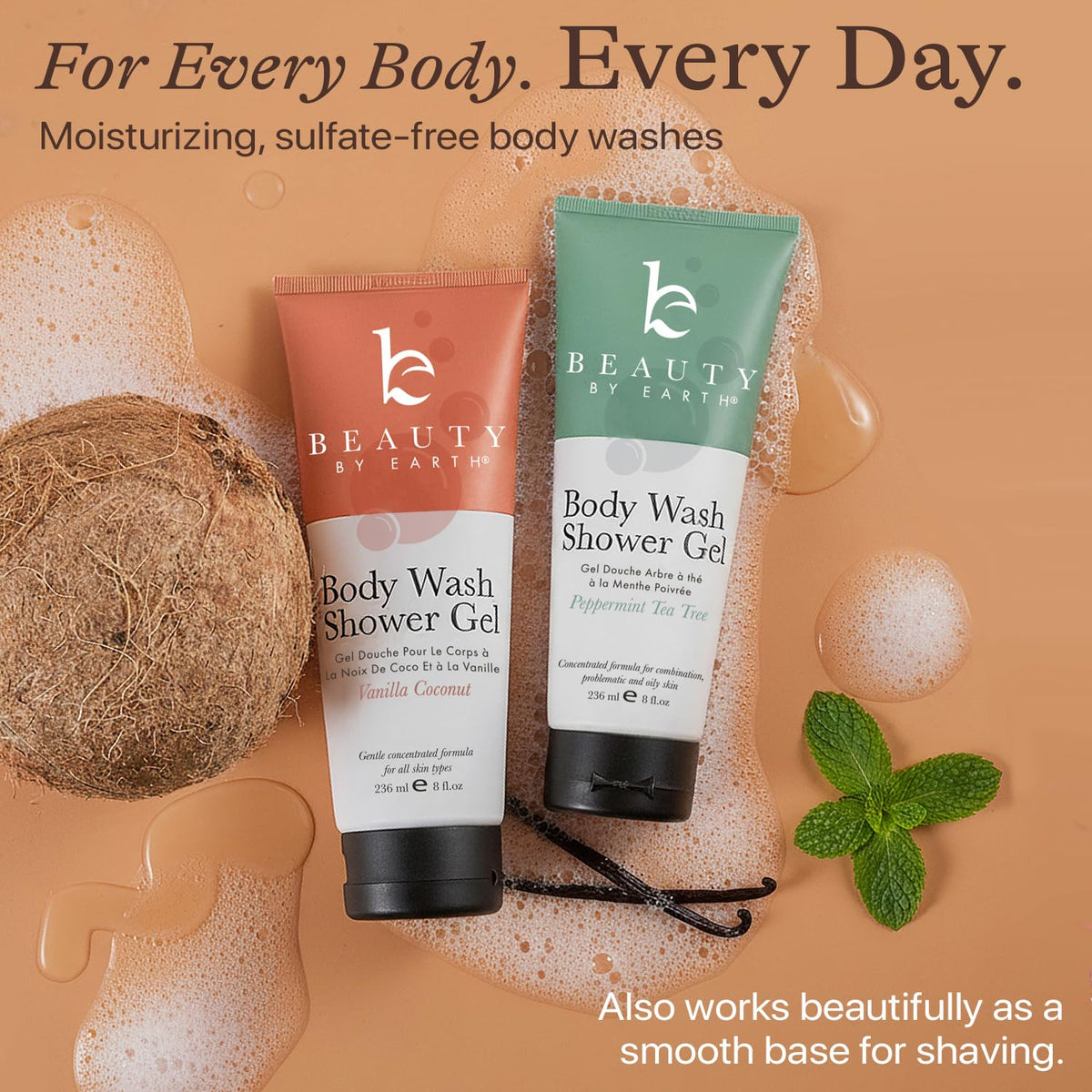 Beauty by Earth botanical ingredients styled with peppermint and chamomile showing natural ingredient benefit
