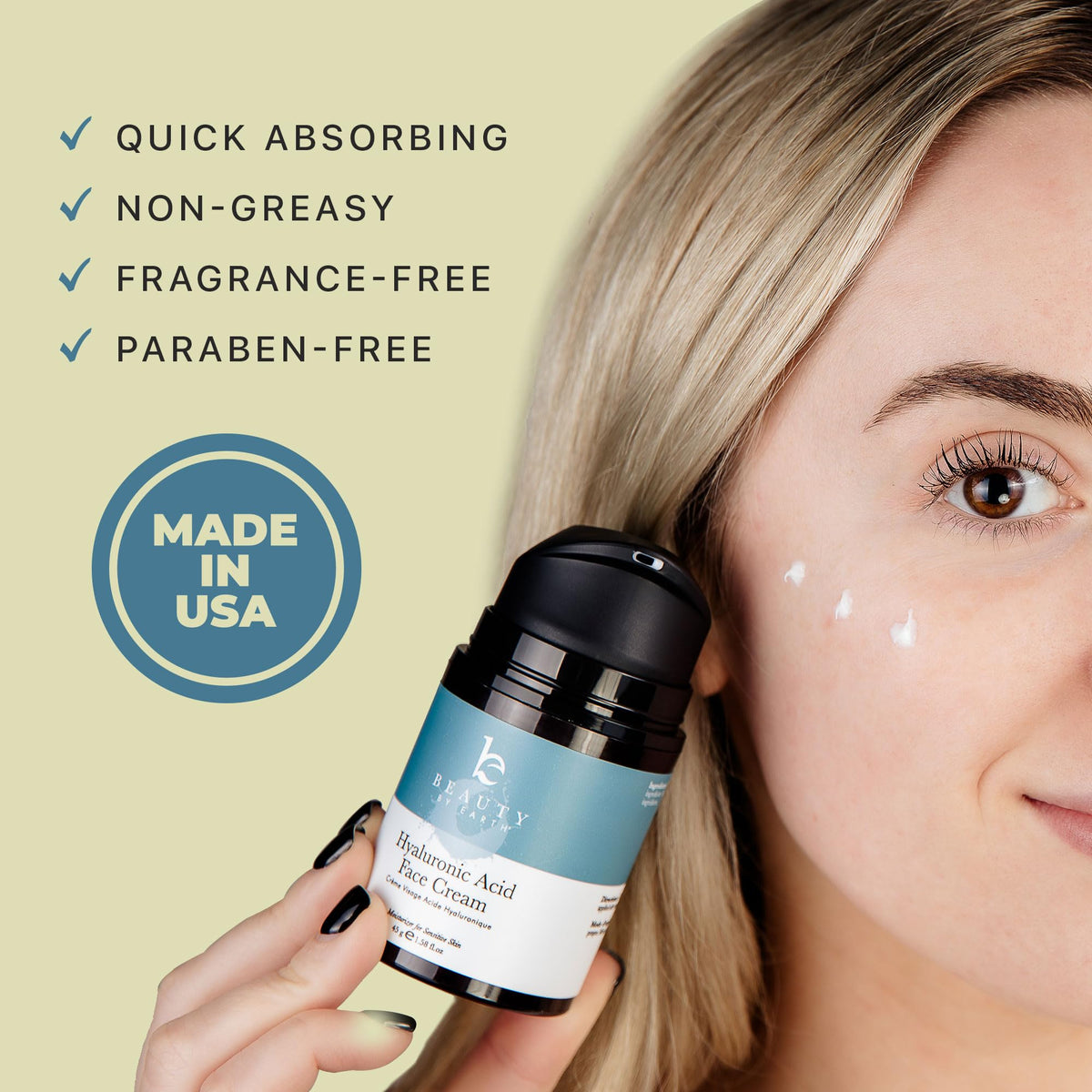 Beauty by Earth ingredients label showing natural organic formulation