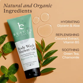 Beauty by Earth label close-up highlighting ingredient transparency and USA-made benefit