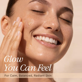Beauty by Earth bottle on bathroom vanity in daily routine setting
