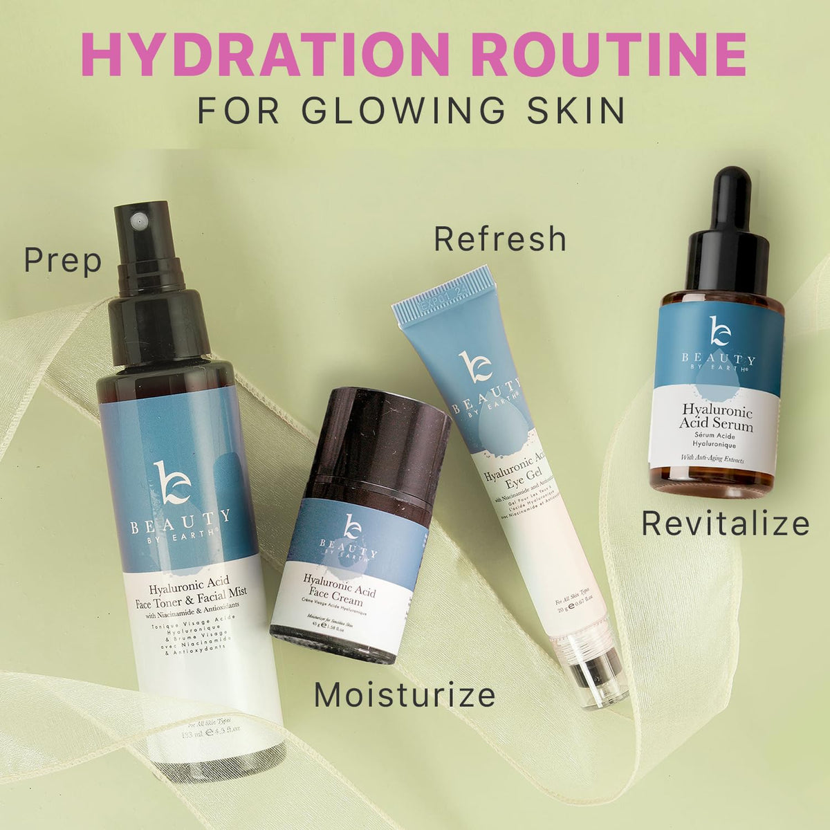 Beauty by Earth jar on bathroom counter suggesting daily skincare routine