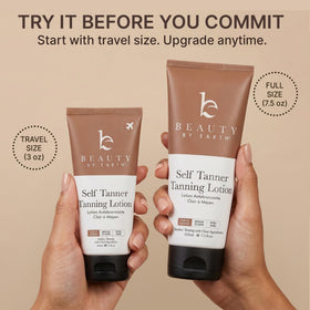Beauty by Earth in a beach bag lifestyle shot for effortless on-the-go glow