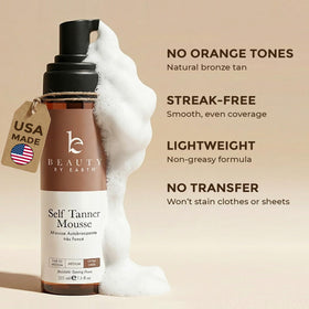 Beauty by Earth applying mousse with mitt for streak-free finish