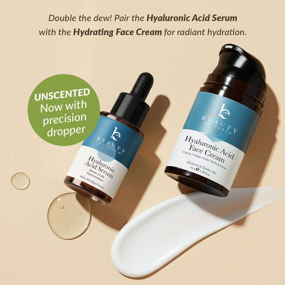 Beauty by Earth nighttime flatlay showing layering with moisturizer