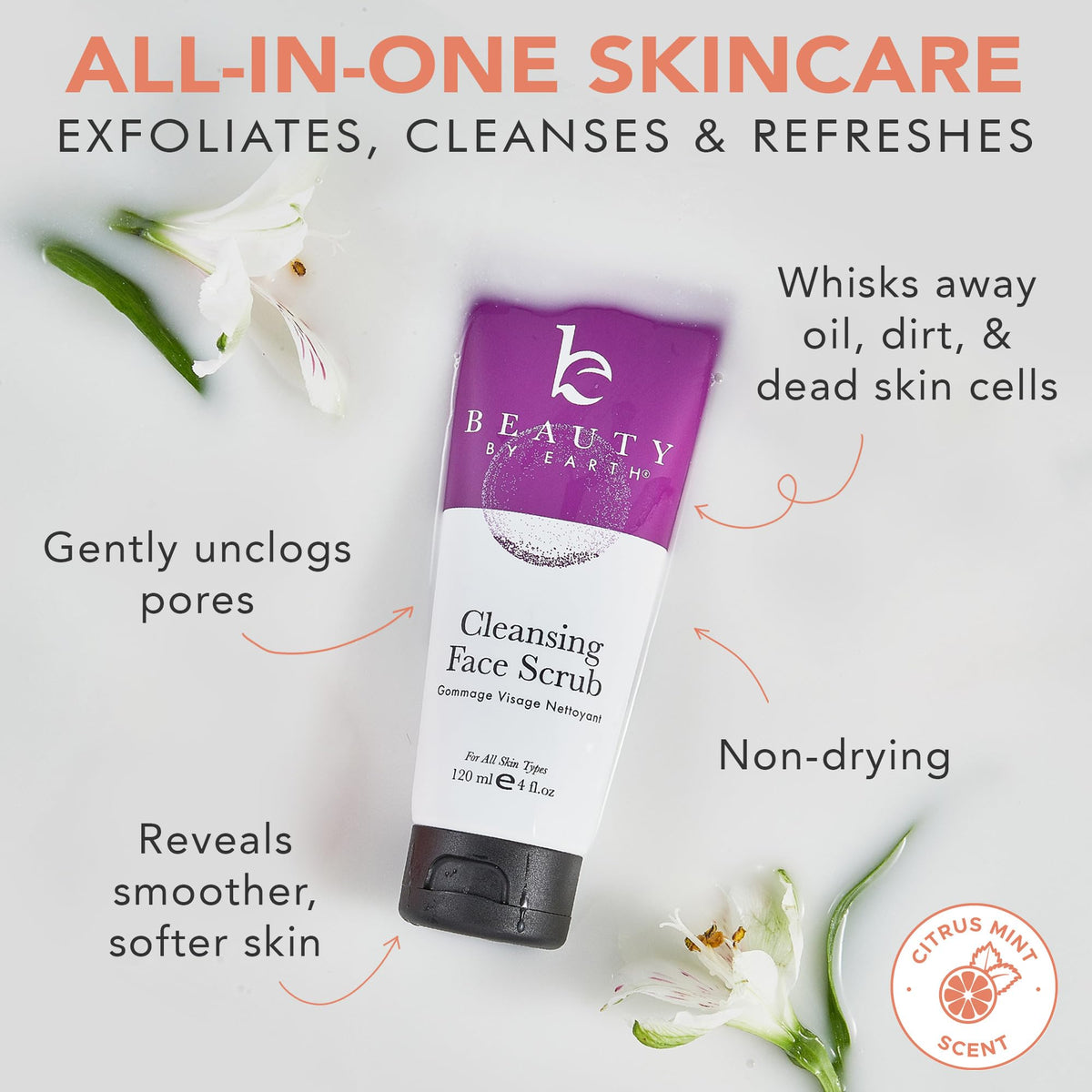Beauty by Earth open tube label showing ingredient callouts and quality assurance benefits