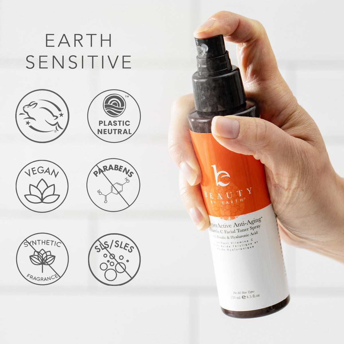 Beauty by Earth pouring toner onto cotton pad for precise application benefit