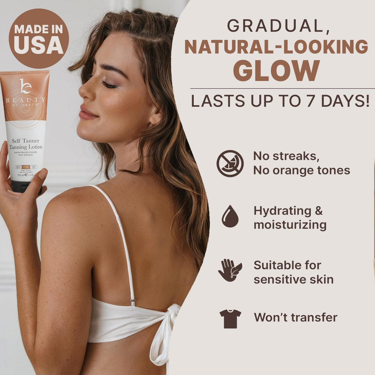 Beauty by Earth exfoliating mitt detail highlighting gentle prep for flawless tan