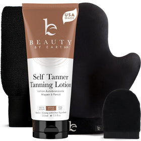 Beauty by Earth front packaging showing kit contents and clean formulation benefits