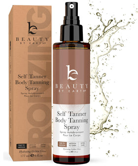 Beauty by Earth front packaging showing clean, vegan sunless tan benefit