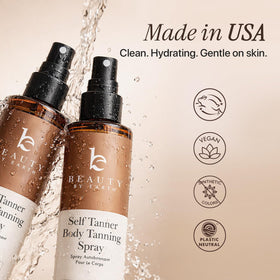 Beauty by Earth tanning mitt application delivering streak-free finish benefit