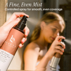 Beauty by Earth size and scale with bottle beside hand for portability benefit