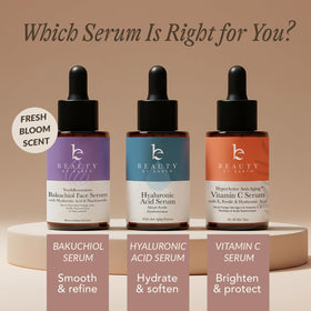 Beauty by Earth serum on bathroom counter in lifestyle setting showing everyday routine benefit