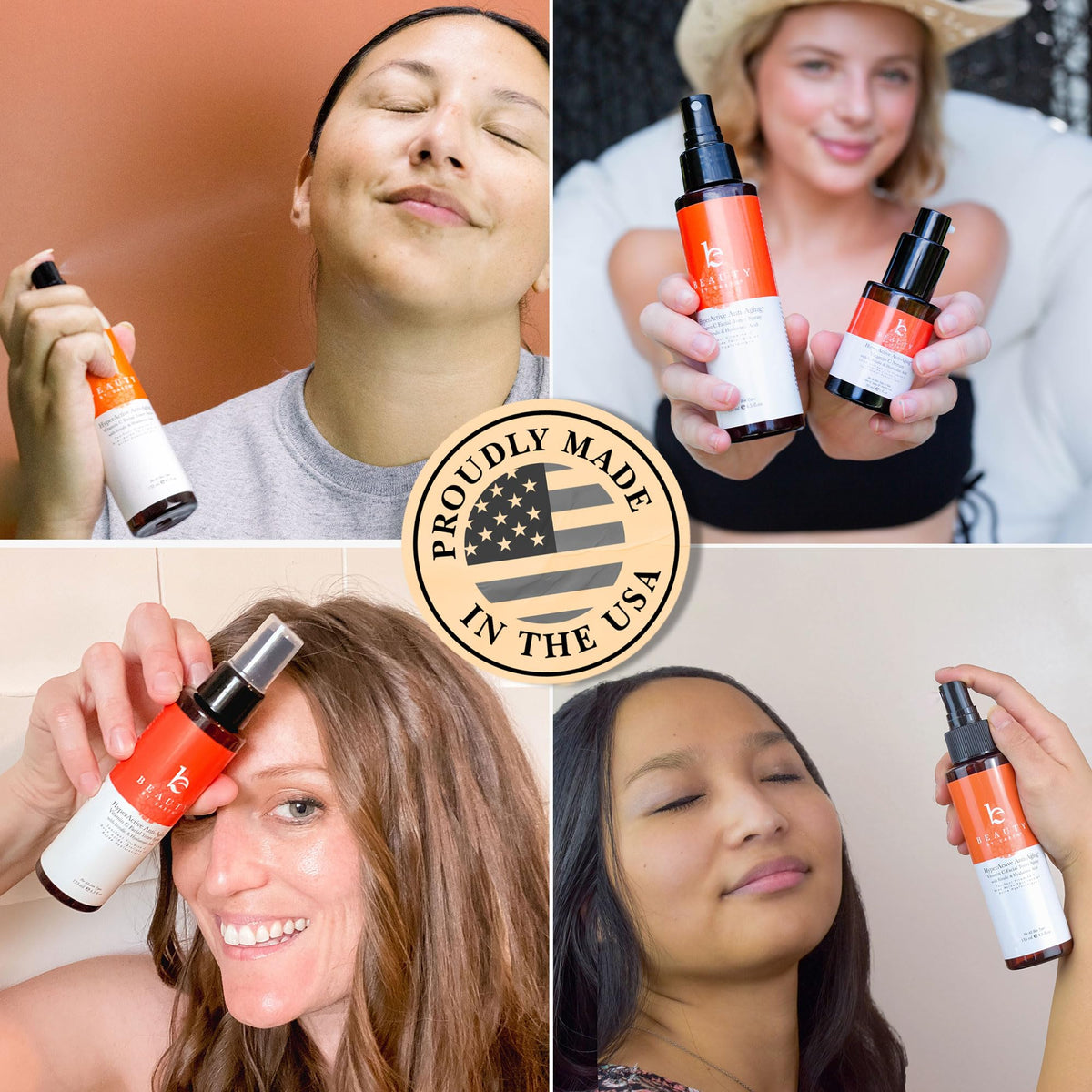 Beauty by Earth bottle in hand to show size and travel-friendly benefit