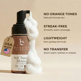Beauty by Earth close-up foam texture on hand that demonstrates lightweight, fast-absorbing benefit