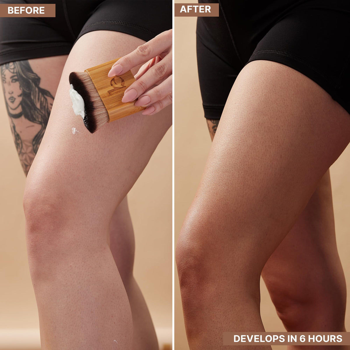 Beauty by Earth lotion texture swipe illustrating lightweight moisturization