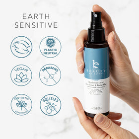 Beauty by Earth toner staged on bathroom counter for daily routine inspiration