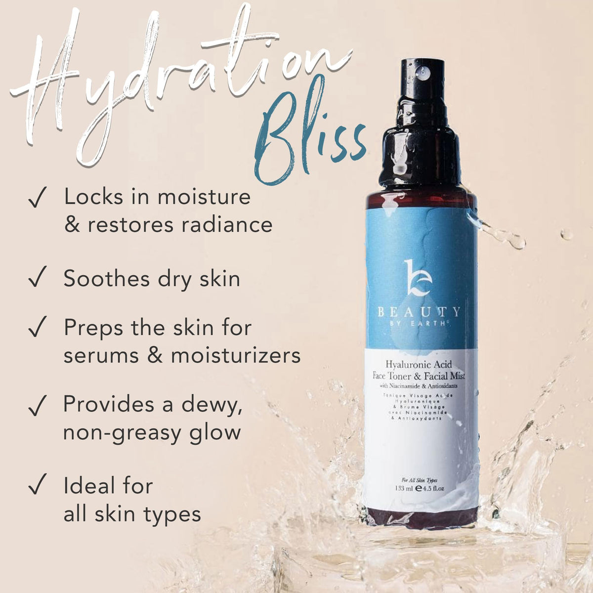 Beauty by Earth close-up of toner texture illustrating lightweight absorption