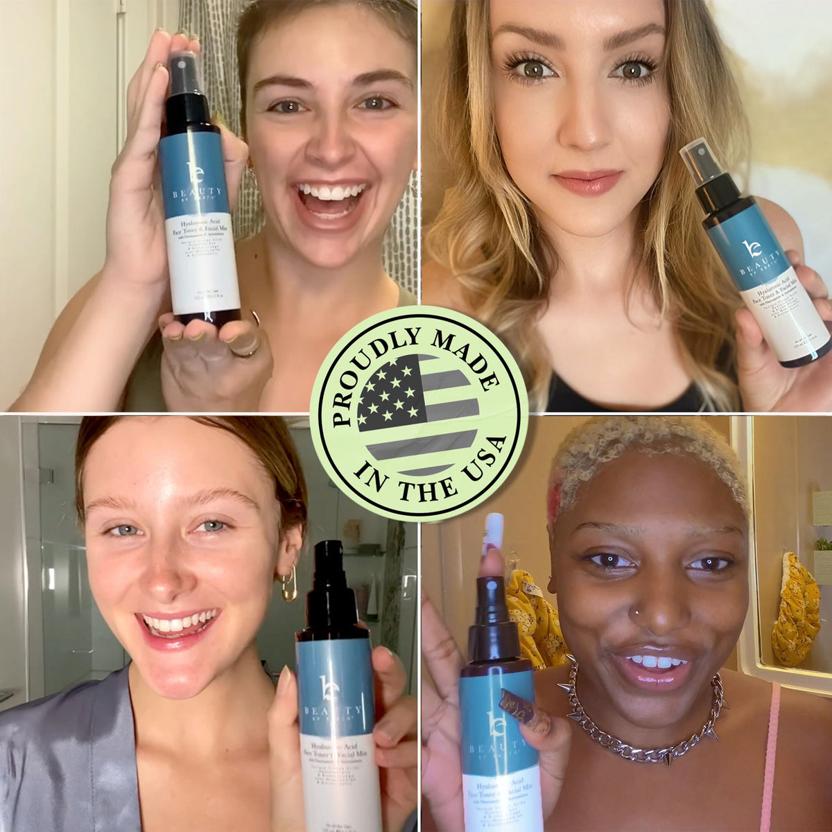 Beauty by Earth bottle held in hand to show real size and travel friendliness