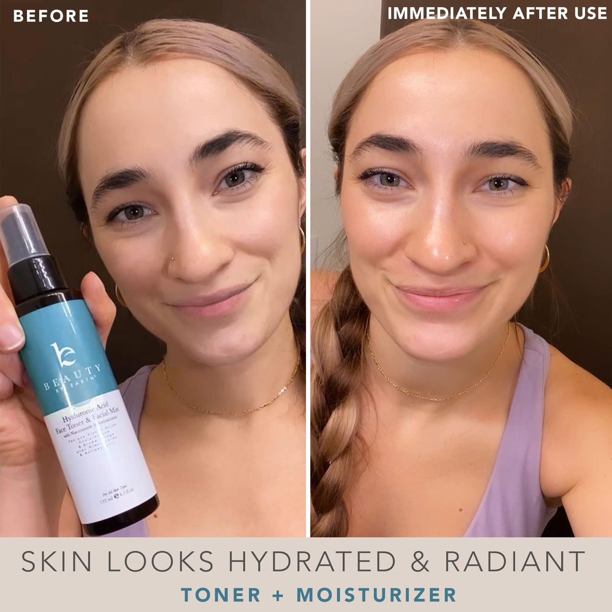 Beauty by Earth spray nozzle dispensing mist for fast, even hydration