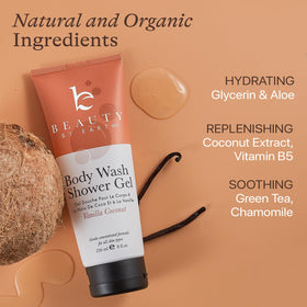 Beauty by Earth back label close-up highlighting ingredients and USA-made assurance