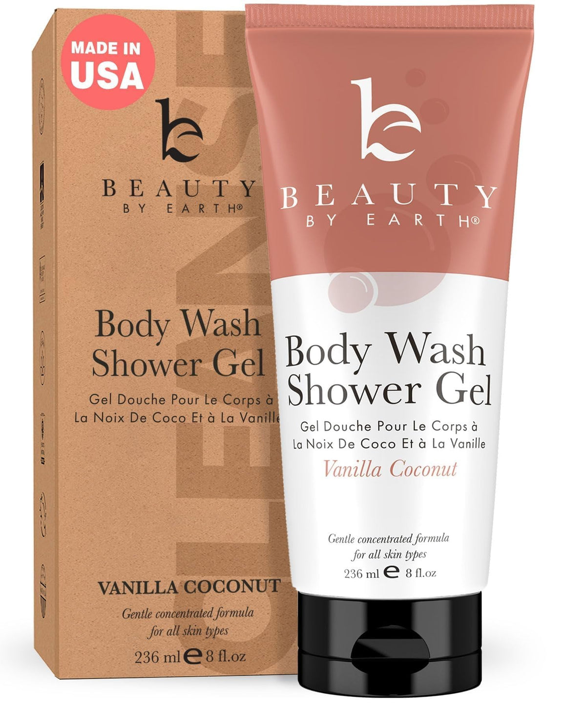 Beauty by Earth front bottle view showing clean packaging and gentle formula benefits
