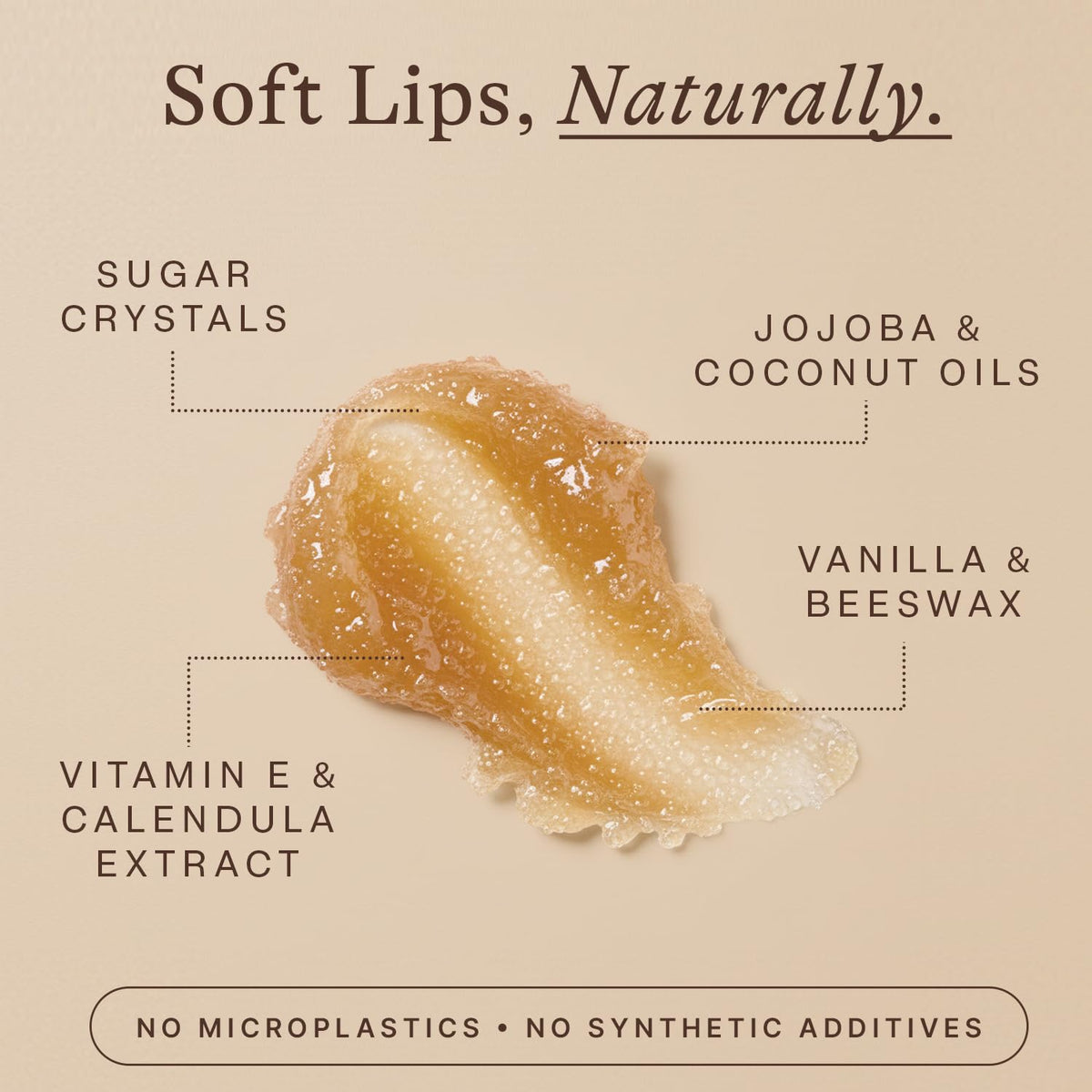 Beauty by Earth lip scrub next to coin to show compact size and travel-friendly benefit
