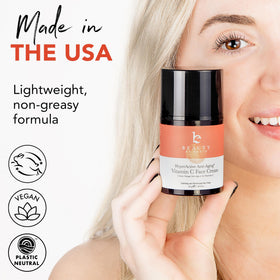Beauty by Earth botanicals and vitamin C ingredients shown for natural potency