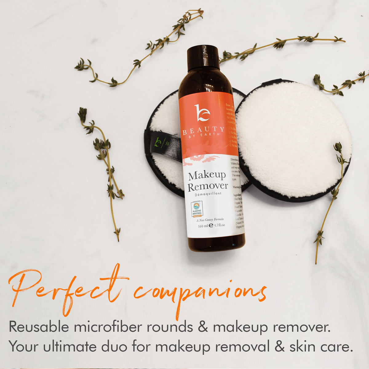 Beauty by Earth ingredients flatlay featuring organic components and skin-support benefits