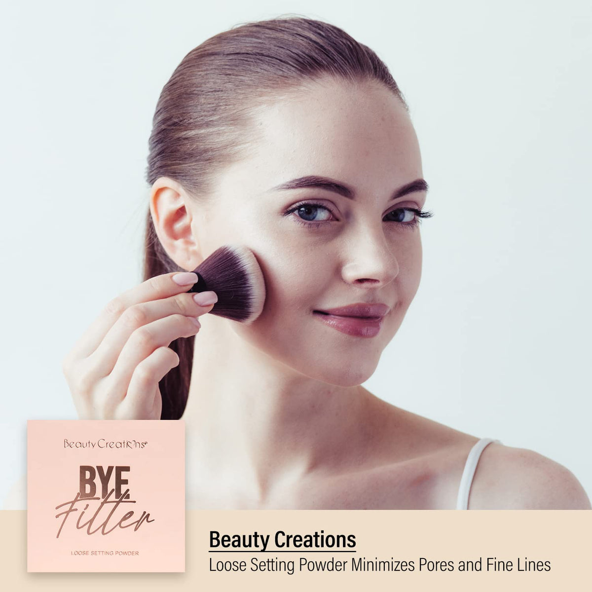 Beauty Creations before and after image demonstrating pore-blurring effect for photos