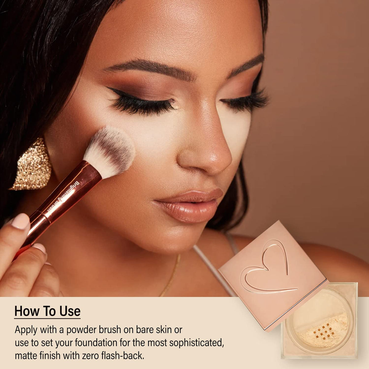 Beauty Creations powder on hand to show size and coverage comparison for travel