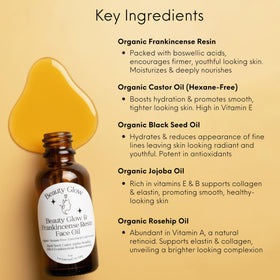 Beauty Glow oil poured into palm demonstrating easy application and hydration