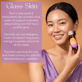 Beauty Glow castor oil drop on skin showing thick texture and nourishment