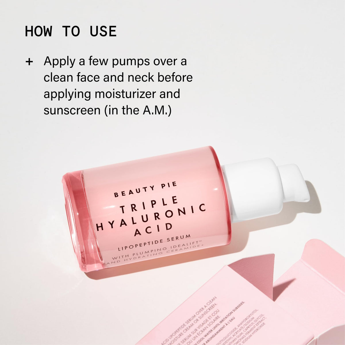 Beauty Pie applying serum on hand to show lightweight hydration benefit