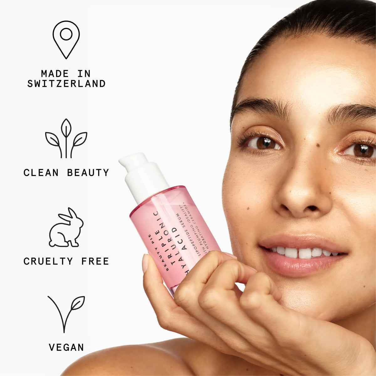 Beauty Pie bottle on bathroom shelf lifestyle scene suggesting everyday routine benefit