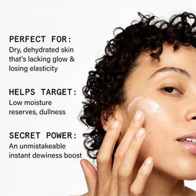 Beauty Pie applying cream on hand to show absorbency and moisturizing effect