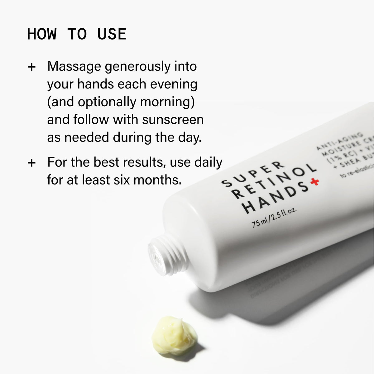 Beauty Pie tube beside ruler showing 2.5fl oz size and scale