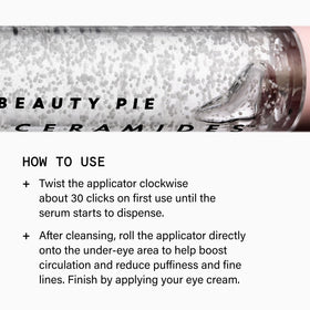 Beauty Pie bottle held in hand to show product size and travel-friendly benefit
