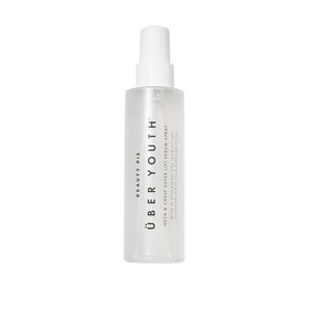 Beauty Pie front packaging of the Über Youth spray, clear product information