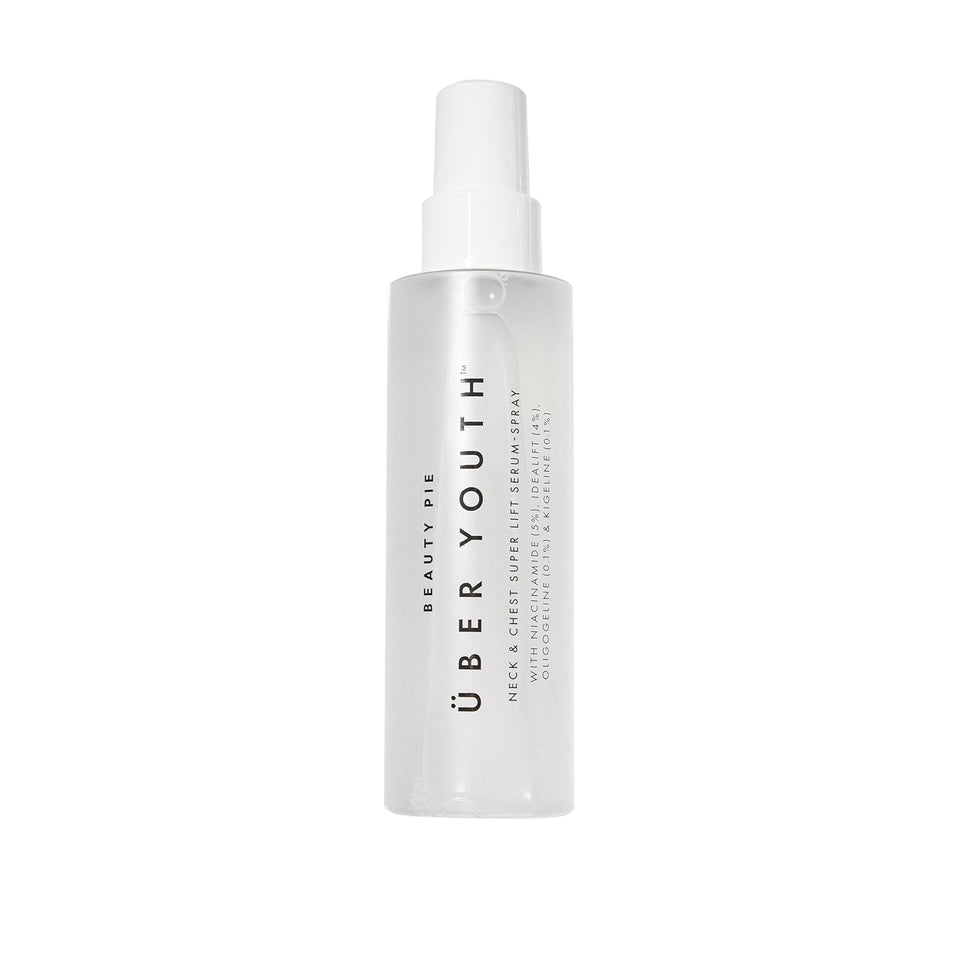 Beauty Pie front packaging of the Über Youth spray, clear product information