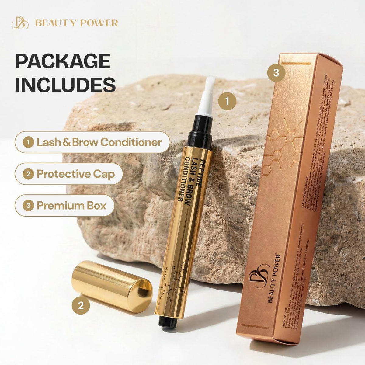 Beauty Power conceptual before and after mockup showing improved fullness