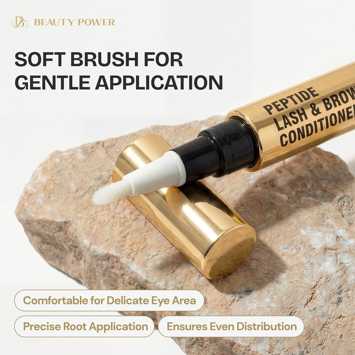 Beauty Power ingredient display featuring peptides and hyaluronic acid benefits