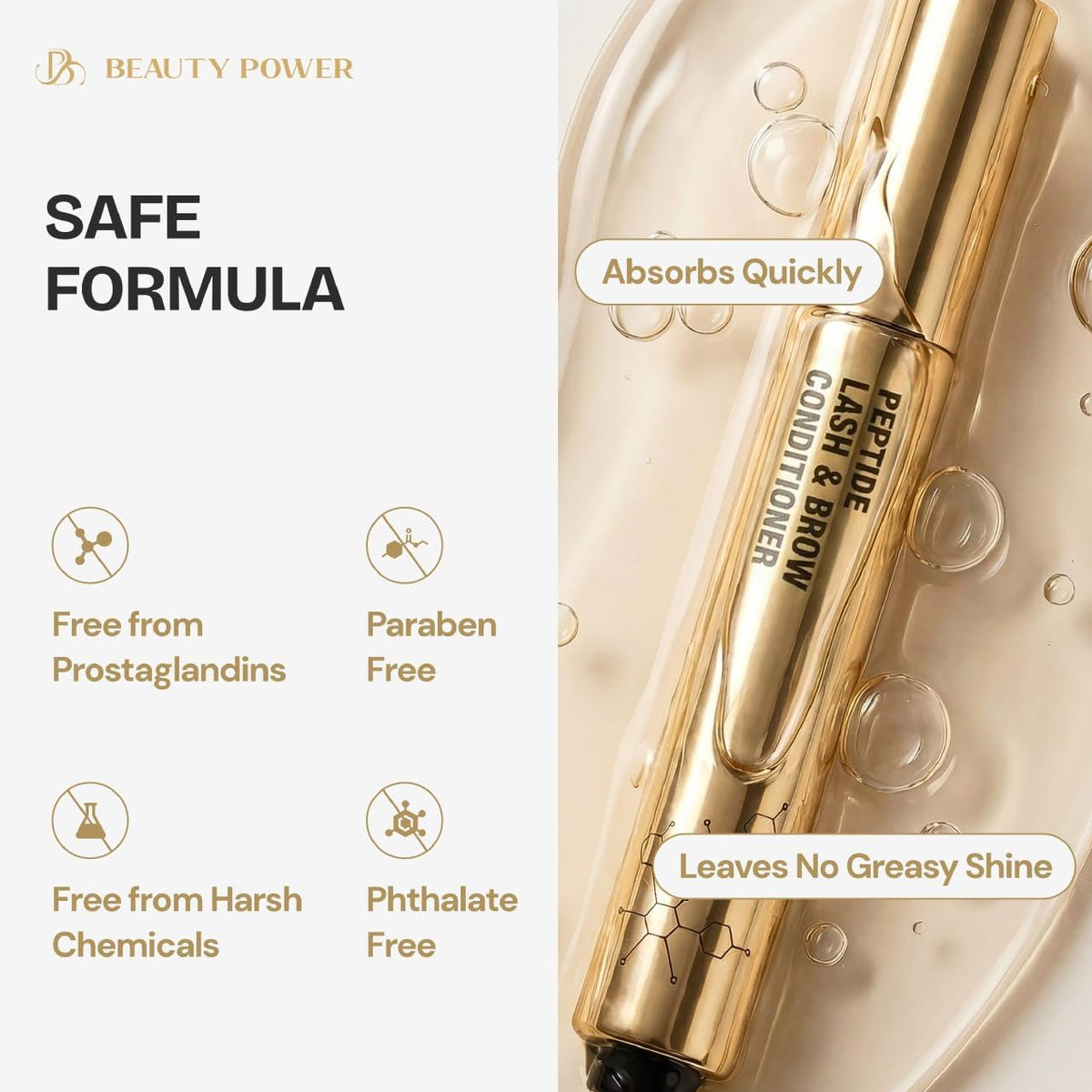 Beauty Power 5ml bottle beside ruler showing true size and multi-month supply