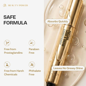 Beauty Power 5ml bottle beside ruler showing true size and multi-month supply