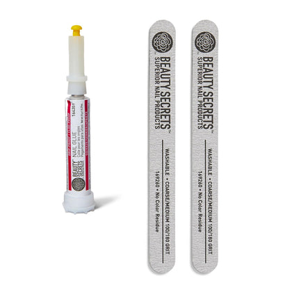 Beauty Secrets glue front packaging showing neat applicator and label benefits