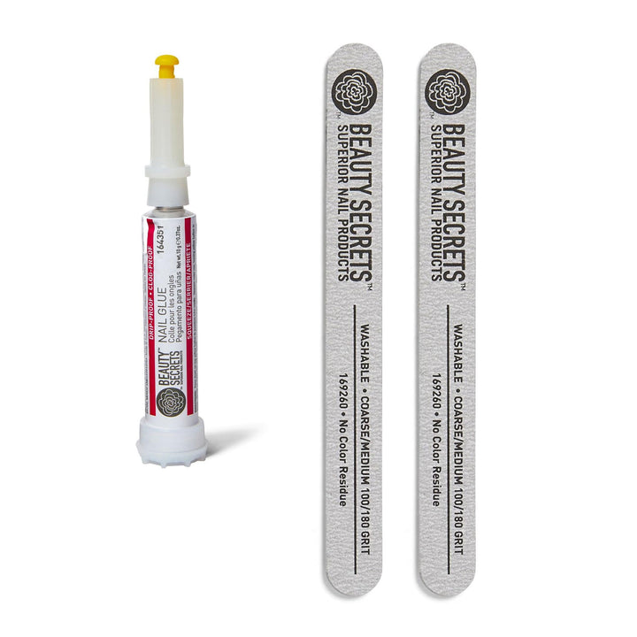 Beauty Secrets glue front packaging showing neat applicator and label benefits