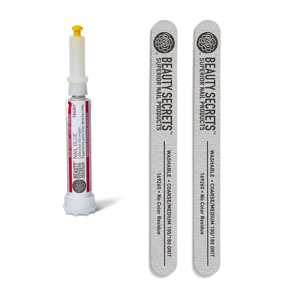 Beauty Secrets glue front packaging showing neat applicator and label benefits