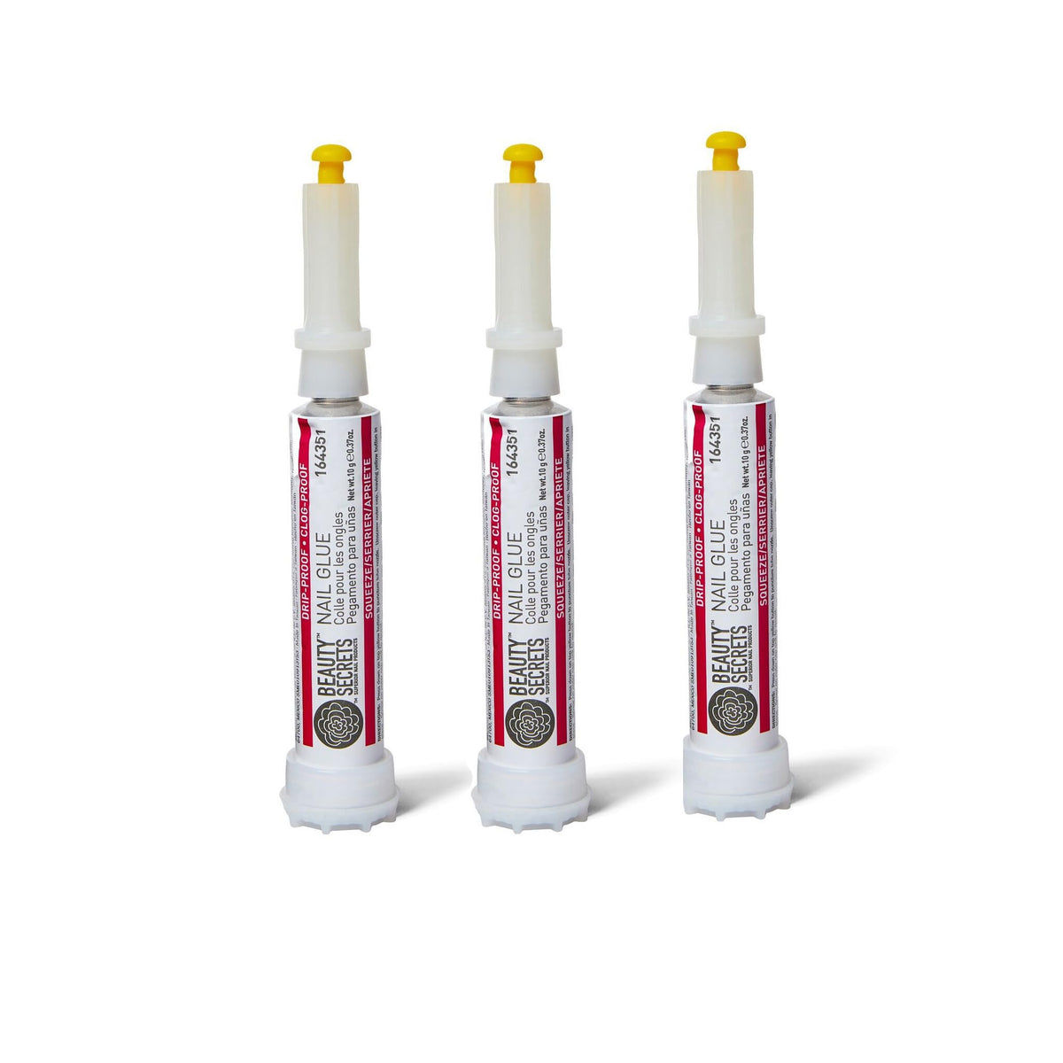 Beauty Secrets front packaging showing three compact glue tubes for reliable bonding